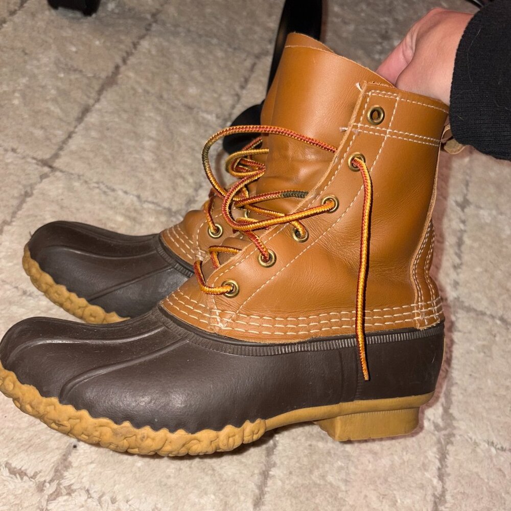 L.L. Bean Two-Tone Brown Lace-Up Duck Boots